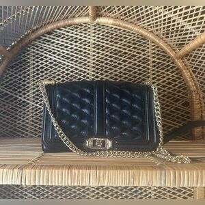 Rebecca Minkoff LOVE Crossbody Leather Bag with Gold Hardware and Strap - EUC